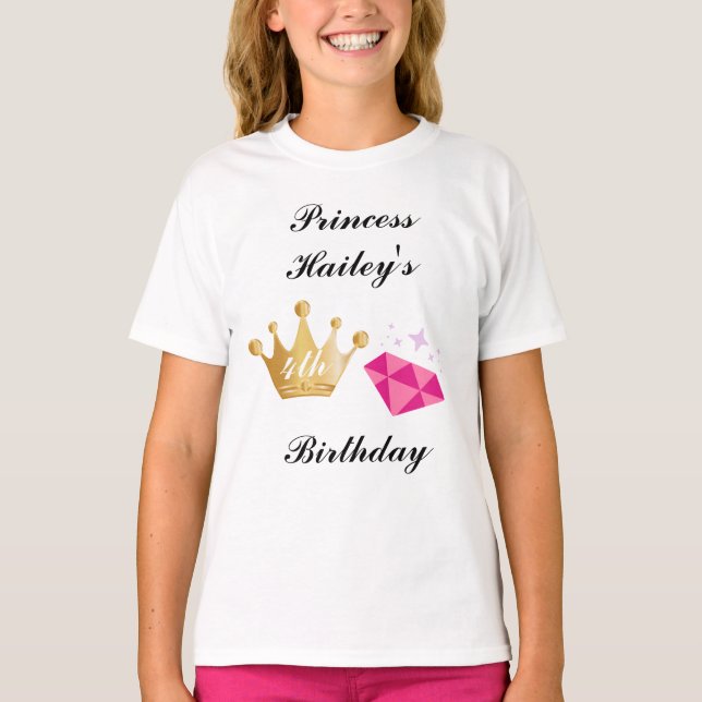 Pink Princess Birthday Party T-Shirt (Front)