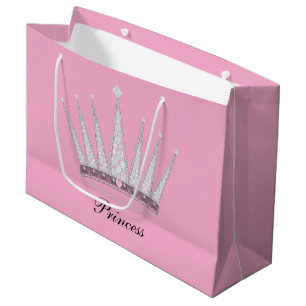 Pink Princess Birthday Tiara Crown Large Gift Bag
