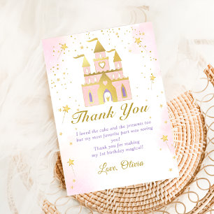 Pink Princess Carriage Birthday Thank You Card