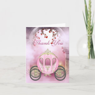 Pink Princess Carriage Enchanted Thank You Card