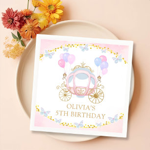 Pink Princess Carriage Girl Birthday Party Napkin