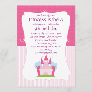 Pink Princess Castle Birthday Invitation
