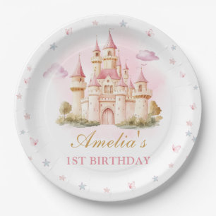 Pink Princess Castle Birthday Party Paper Plate