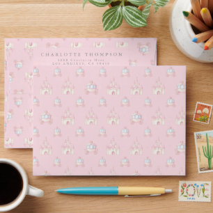 Pink Princess Castle Carriage Baby Shower Envelope