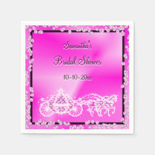 Pink Princess Coach & Horses Bridal Shower Napkin