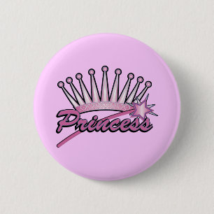 Pink Princess Crown 6 Cm Round Badge
