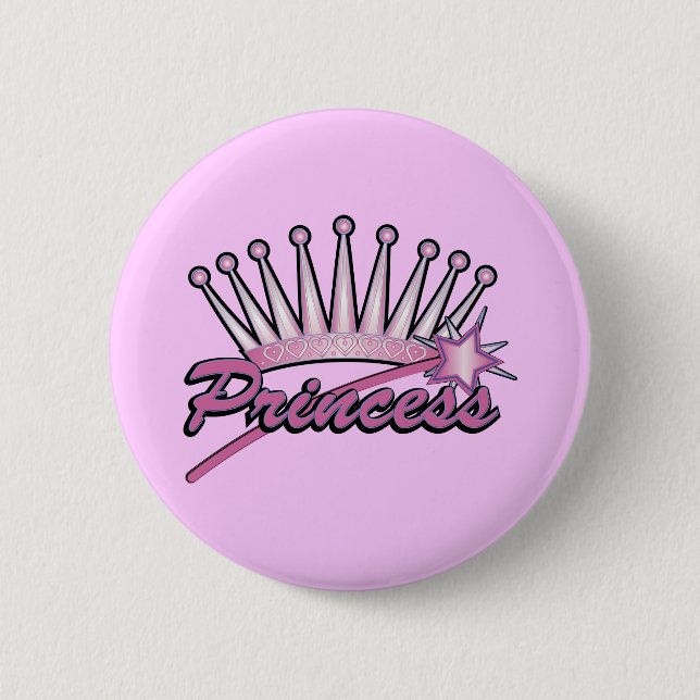 Pink Princess Crown 6 Cm Round Badge (Front)