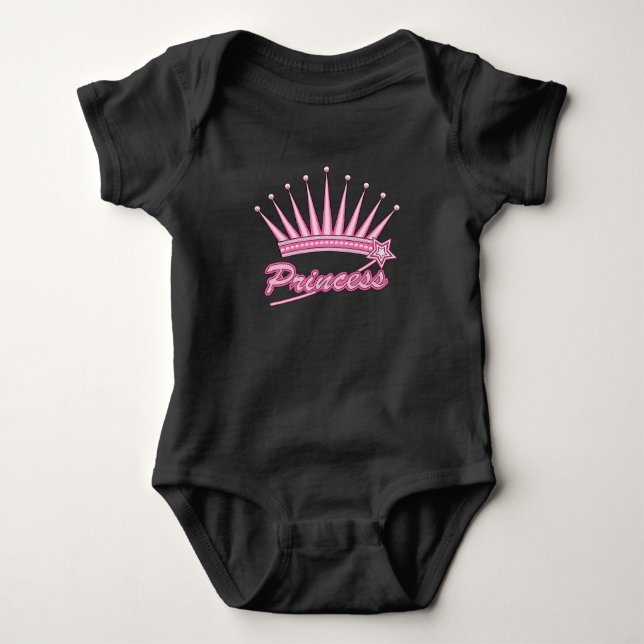 Pink Princess Crown Baby Bodysuit (Front)