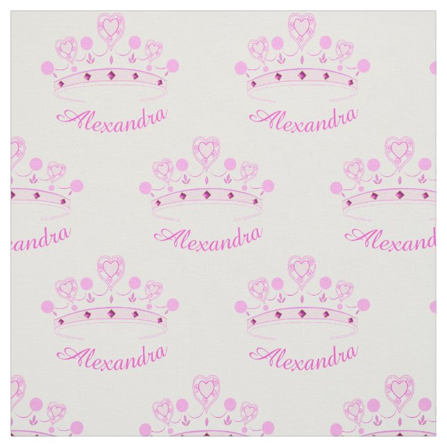 Pink Princess Crown Custom Name Fabric (Swatch)