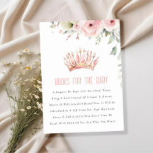 Pink Princess Crown Floral Books For Baby Shower