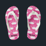 Pink princess crown kid's Flip Flops for children<br><div class="desc">Personalised pink princess crown kid's Flip Flops for children. Girly design with custom name of child. Cute Birthday gift idea for girls,  daughter,  cousin,  sister etc. Fun for summer,  beach and pool party. Fun pattern with custom name.</div>