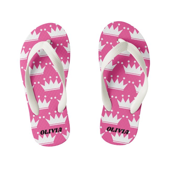 Pink princess crown kid's Flip Flops for children (Footbed)