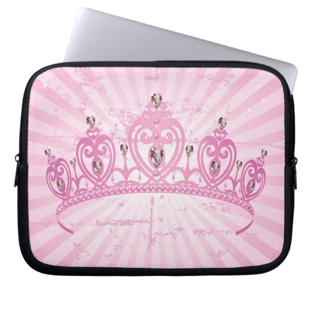 Pink Princess Crown Laptop Sleeve Protective Case (Front)