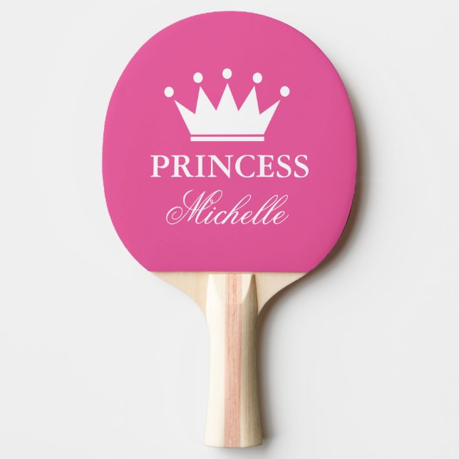 Pink princess crown table tennis ping pong paddle (Front)