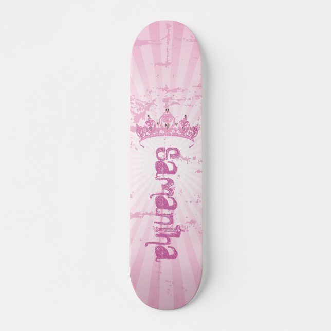 Pink Princess Crown Tiara Comp Skateboard (Front)