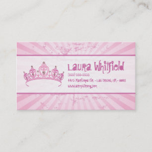 Pink Princess Crown Tiara Jewelled Business Card