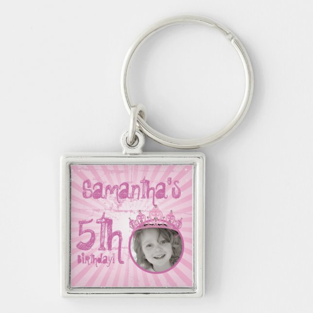 Pink Princess Crown Tiara Jewelled Girly Key Chain (Front)