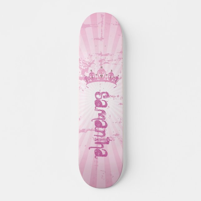 Pink Princess Crown Tiara Old School Skateboard (Front)