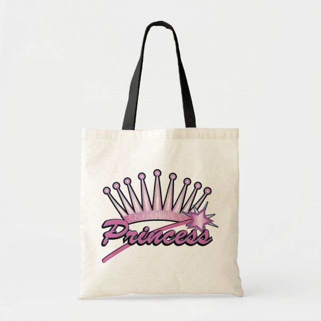 Pink Princess Crown Tote Bag (Front)