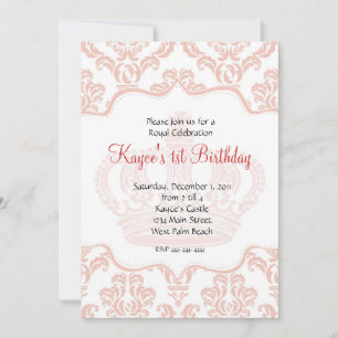 Pink Princess  Damask Invitation