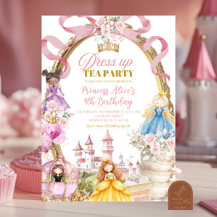 Pink Princess Dress up tea party Birthday Invitation