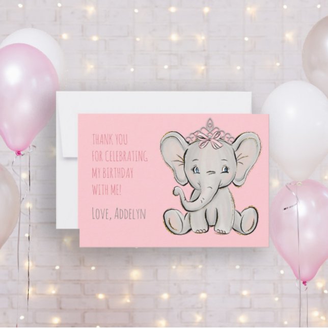 Pink Princess Elephant Birthday Thank You (Creator Uploaded)