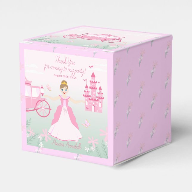 Pink Princess Fantasy Birthday Party Favour Box (Front Side)