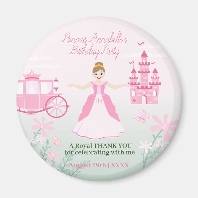Pink Princess Fantasy Birthday Party Magnet (Front)