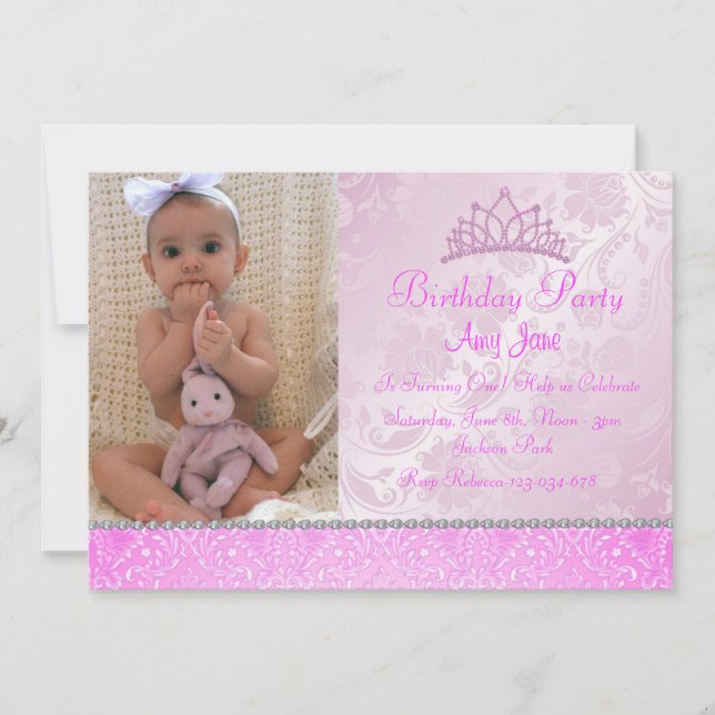 Pink Princess Floral Birthday Invitation (Front)