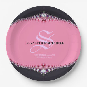 Pink Princess Lace Special Day Engagement Wedding Paper Plate