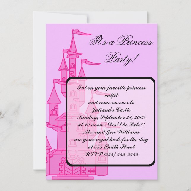 Pink "Princess Party" Invitations (Front)