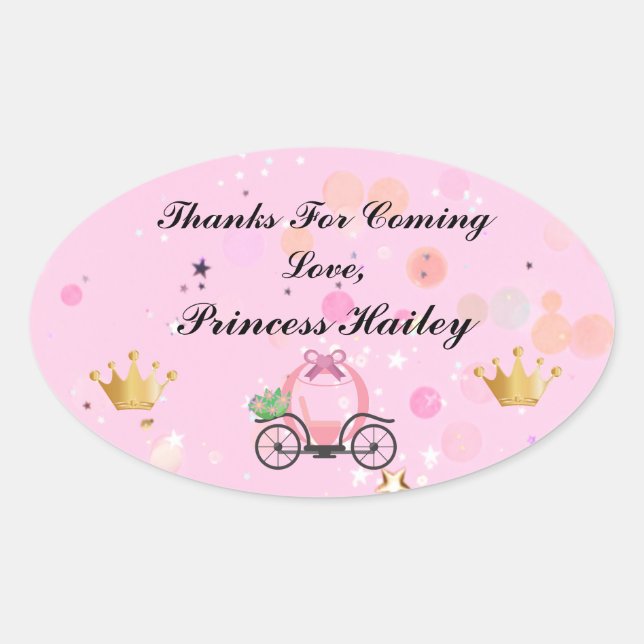 Pink Princess Party Thank You Sticker (Front)