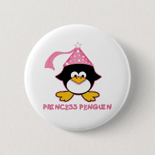 Pink Princess Penguin 6 Cm Round Badge