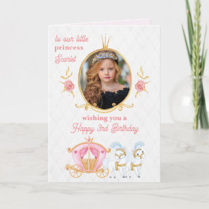 Pink Princess Photo Birthday Greeting Card