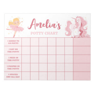 Pink Princess Potty Chart Personalised Name Tasks Notepad
