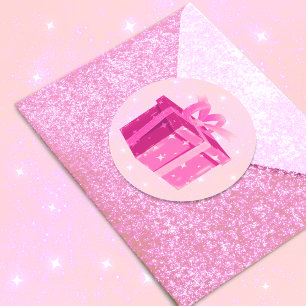 Pink Princess Present Sticker for Girl Birthday 