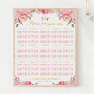 Pink Princess Quinceañera 15 Tables Seating Chart
