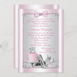 Pink Princess Quinceanera Invitations