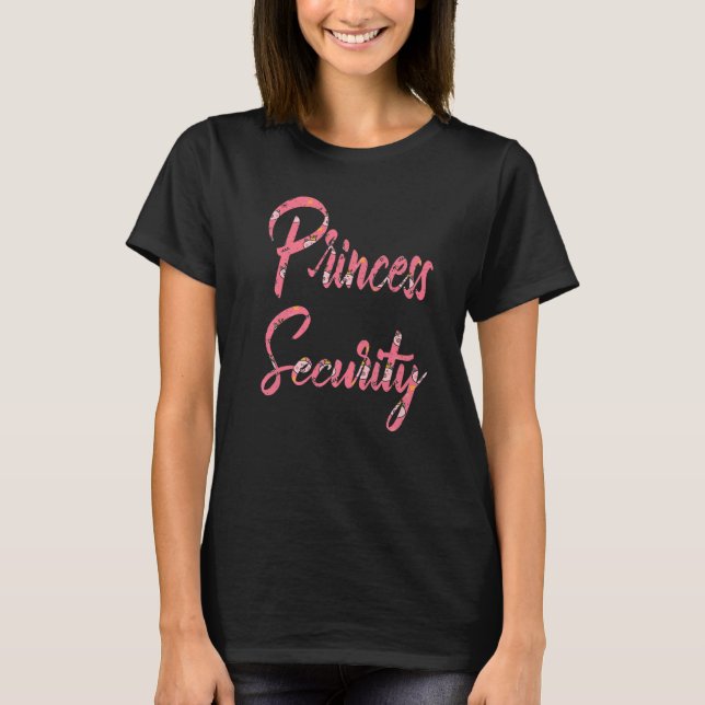 Pink Princess Security Big Brother Birthday Announ T-Shirt (Front)