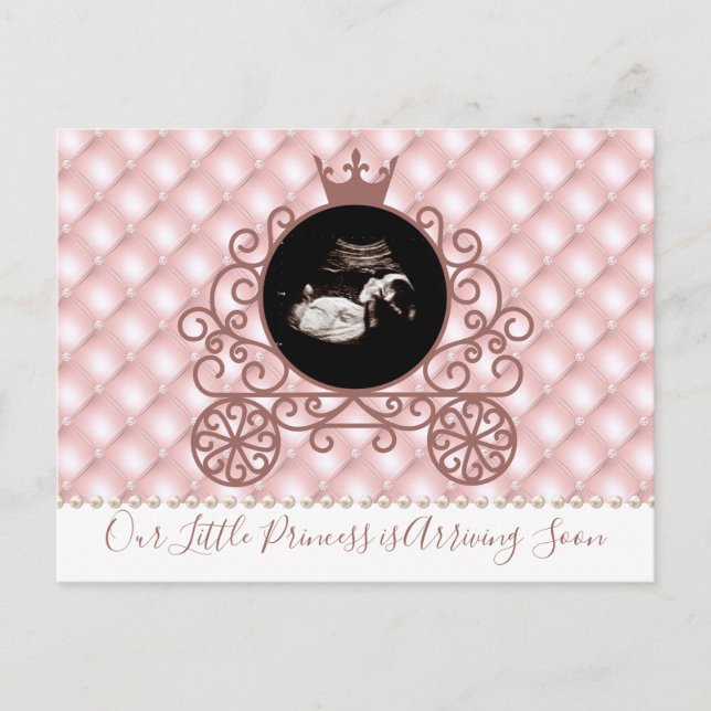 Pink Princess Sonogram Pregnancy Announcement  (Front)
