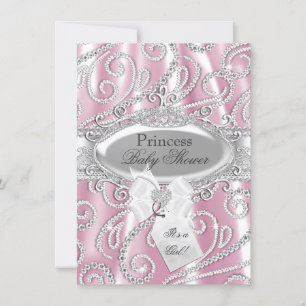 Pink Princess Sparkle Diamond Baby Shower Invite