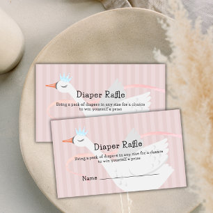 Pink Princess Swan Diaper Raffle Baby Shower Enclosure Card
