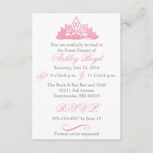 Pink Princess Sweet Sixteen Invitation