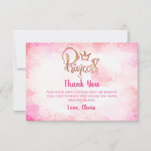Pink Princess Thank You Cards