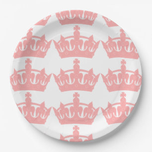 Pink Princess Theme Royal Crown Paper Plates