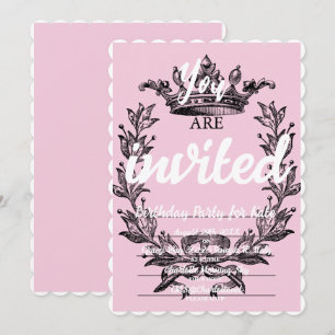 Pink Princess Themed Birthday Party Invitations