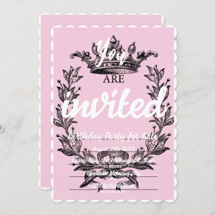 Pink Princess Themed Birthday Party Invitations