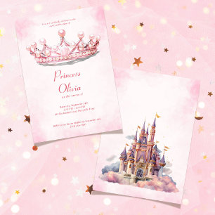  Pink Princess Tiara Fairytale Birthday Party Invitation