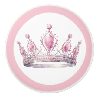 Pink Princess Tiara Girly Ceramic Knob