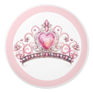 Pink Princess Tiara Girly Ceramic Knob